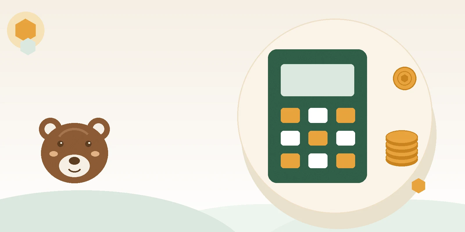 Calculator and coin stacks illustrating the bear loan calculator cost tool