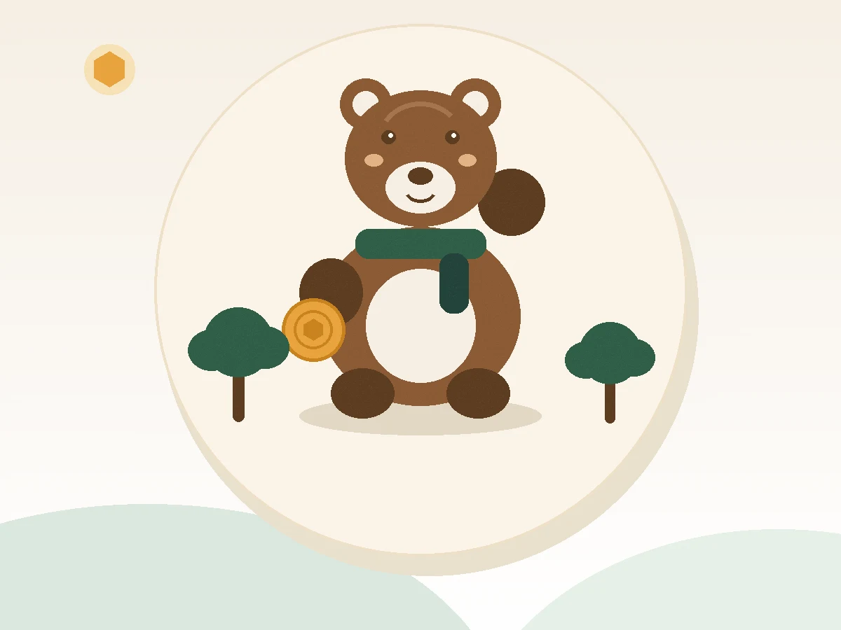 Bear mascot among forest trees representing the Bear Loans Finance team and values