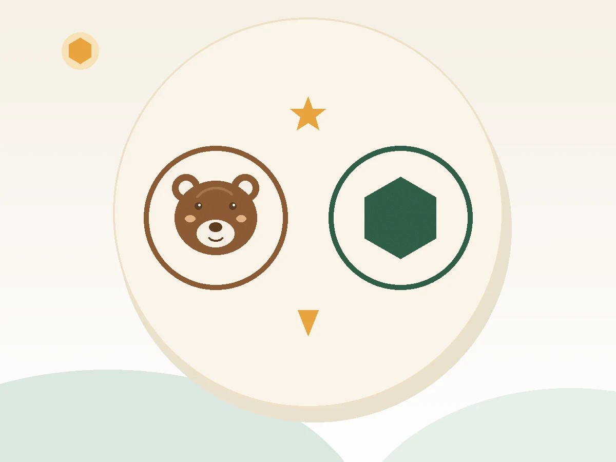 Bear emblem versus hexagon emblem illustrating bear loans compared with cash loans bear
